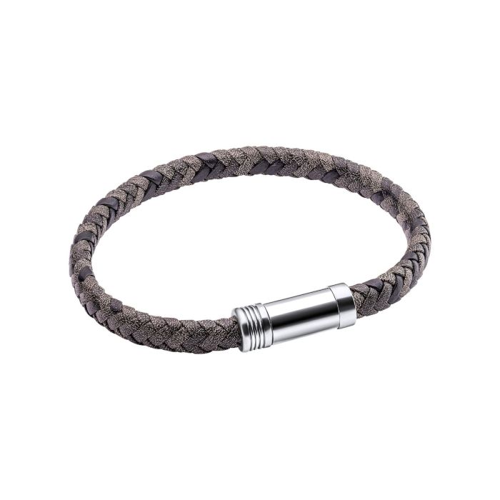 Antique Grey Woven Leather Bracelet