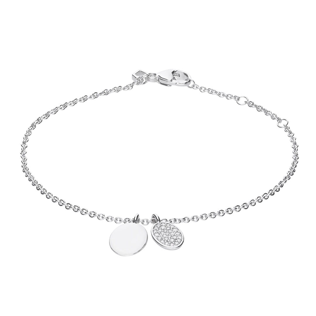 Engravable Tag Bracelet with Pave Set Oval Tag