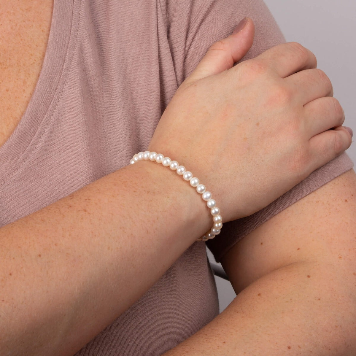 White Pearl Charm Bracelet