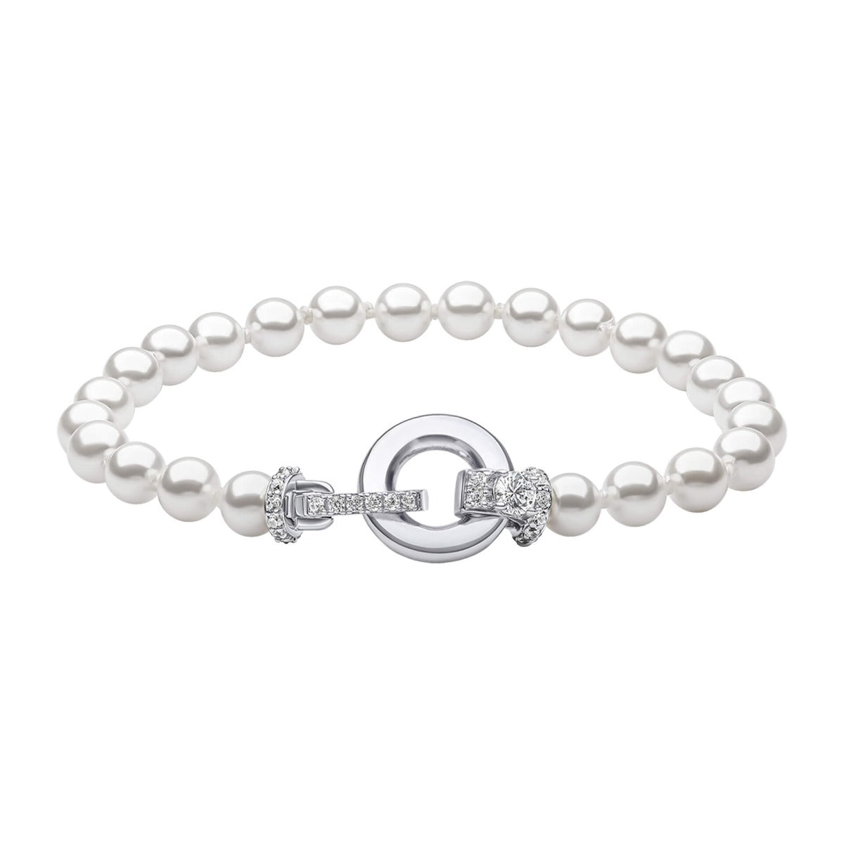 Shell Pearl Bracelet with Zirconia Feature Clasp