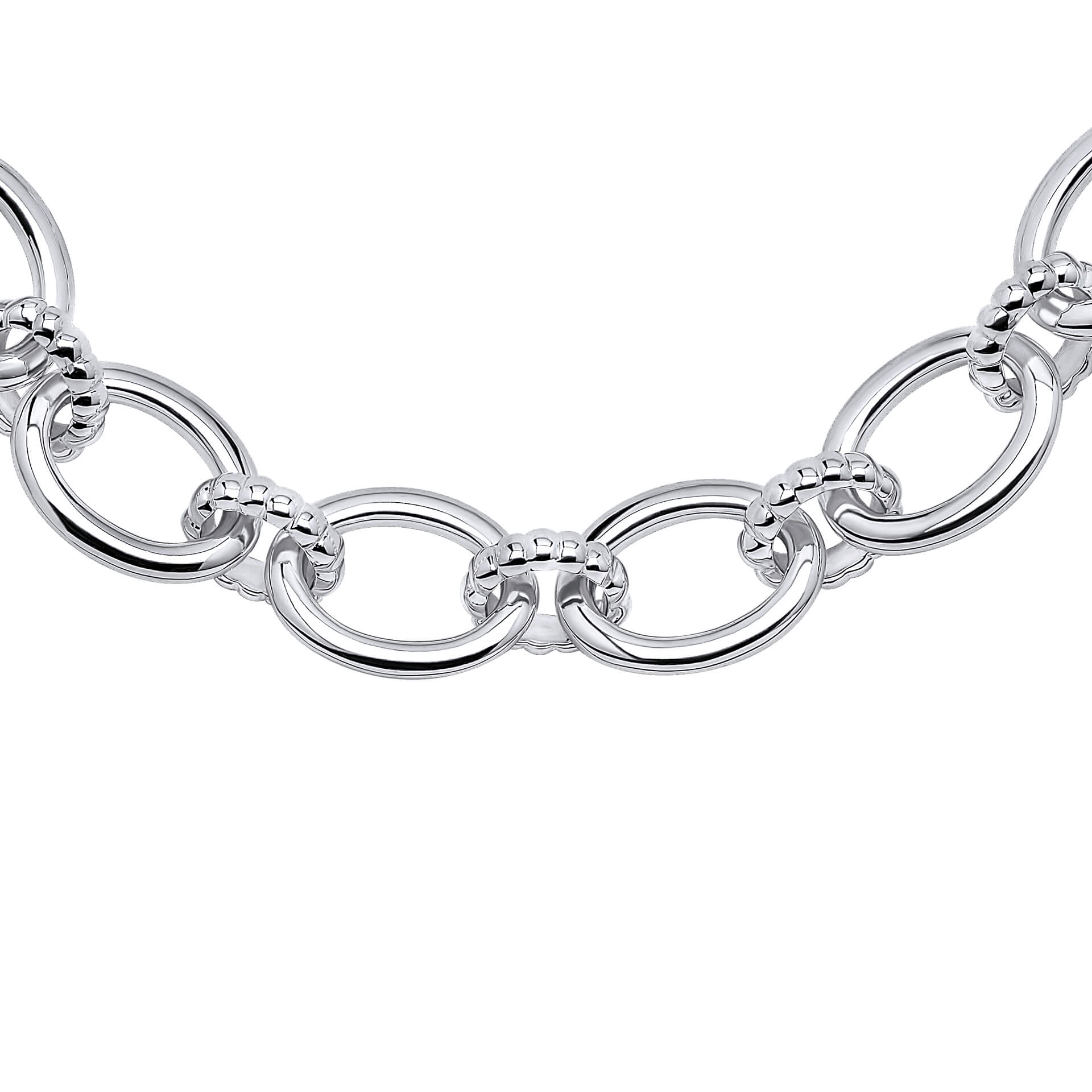 Oval Link Bracelet with Textured Connection Links