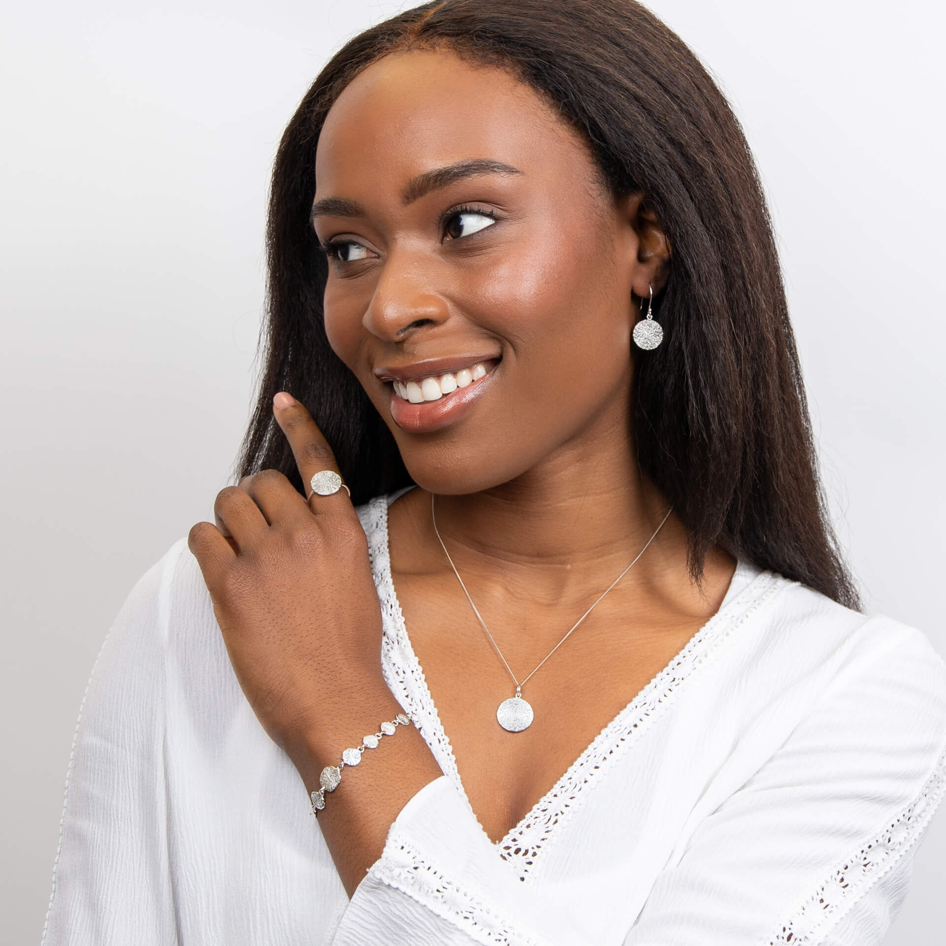 Ripple Texture Round Disc Ring