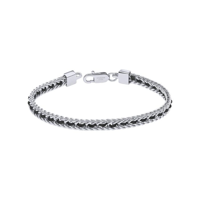 Stainless Steel Chain Bracelet with Black Nylon Detail