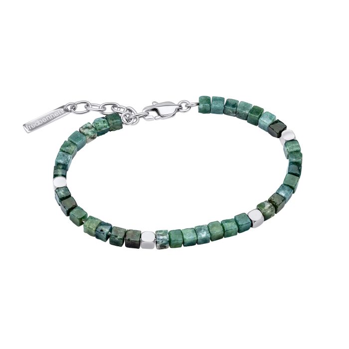 Stainless Steel Bracelet with Semi-Precious Beads