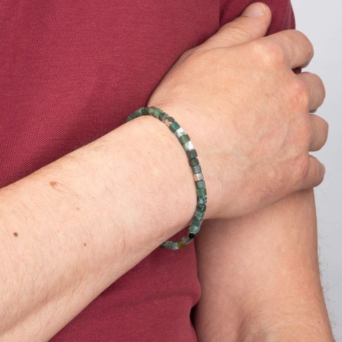 Stainless Steel Bracelet with Semi-Precious Beads