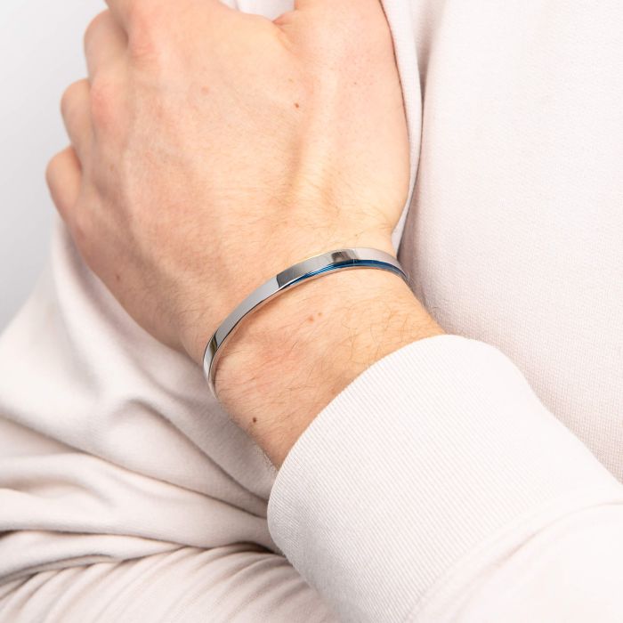 Stainless Steel and Blue PVD Bangle