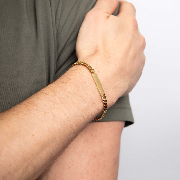 Chain Bracelet with Engravable Bar