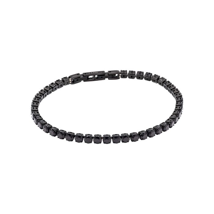 Black Cubic Zirconia and Stainless Steel Tennis Bracelet