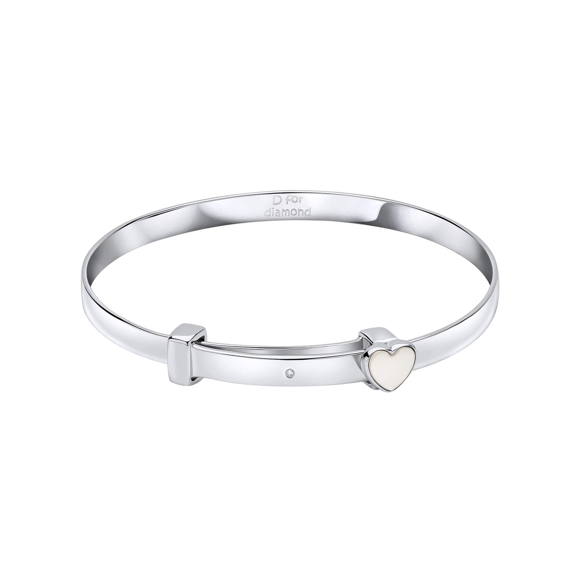 Mother of Pearl Heart Expandable Bangle with Diamond
