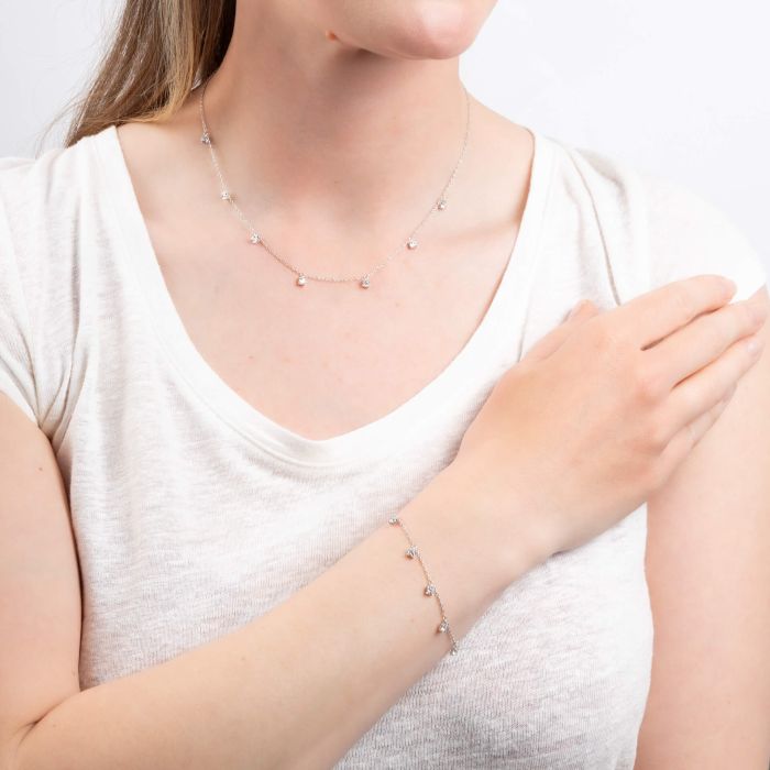 Four Claw Set Zirconia Station Necklace