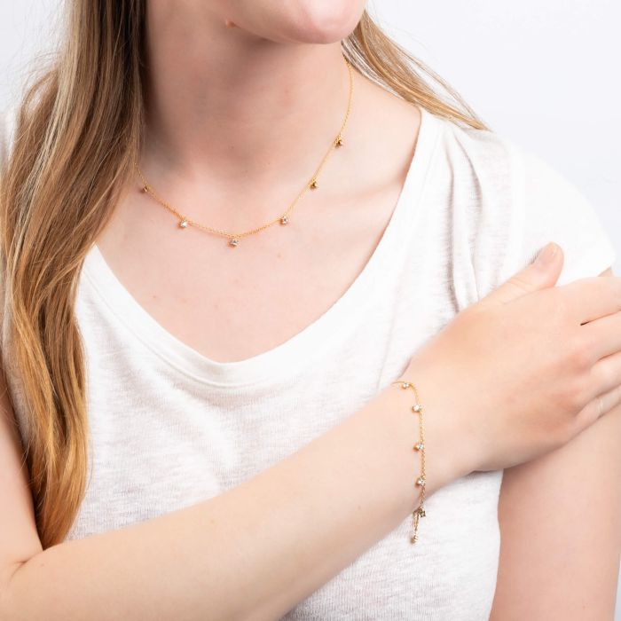 Four Claw Set Zirconia Station Necklace