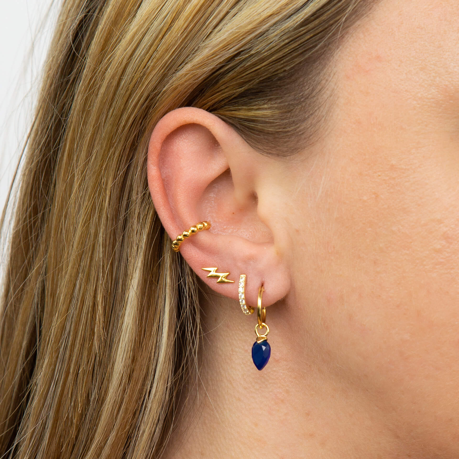 Cloud and Lightning Bolt Stud Earrings