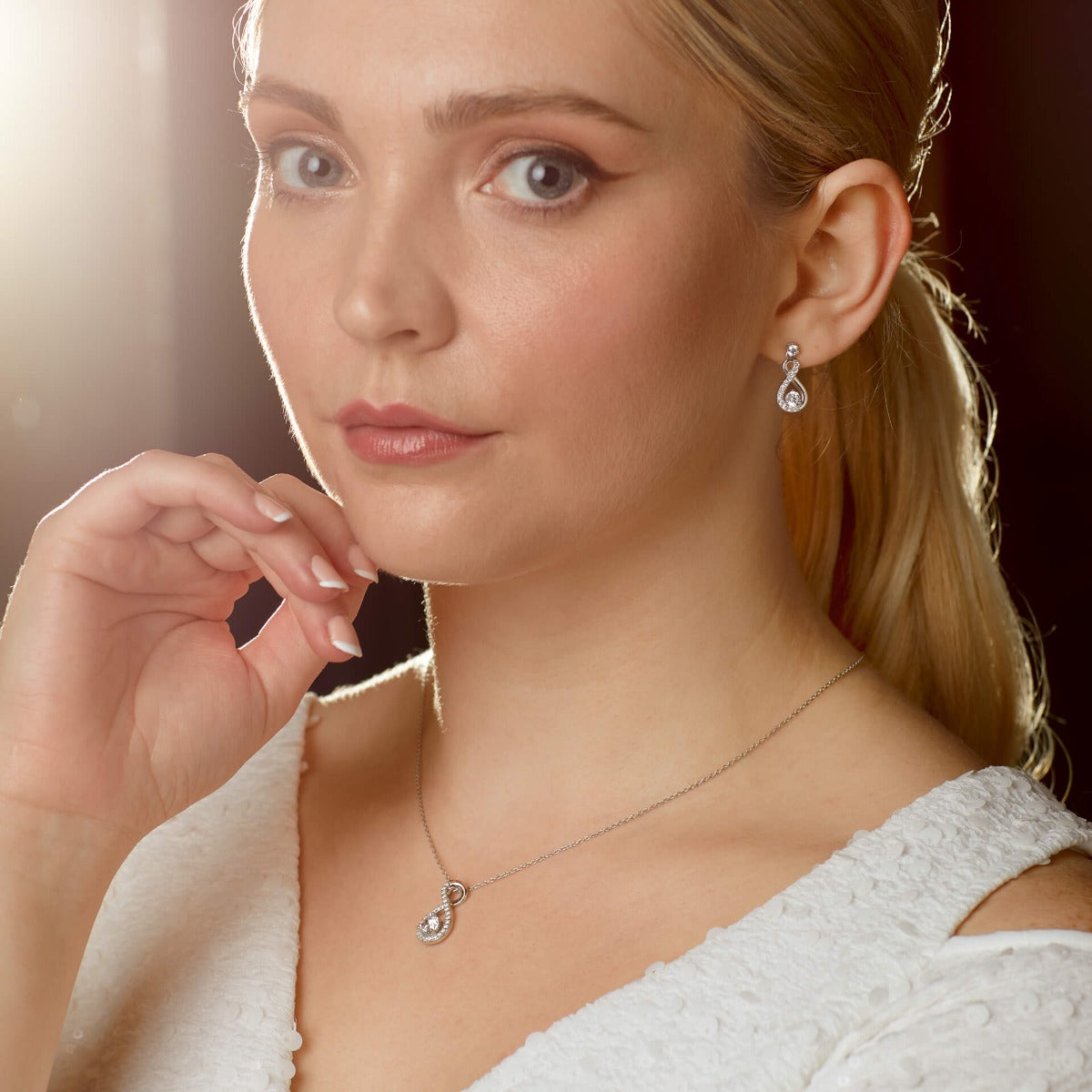 Infinity Zirconia Drop Earrings