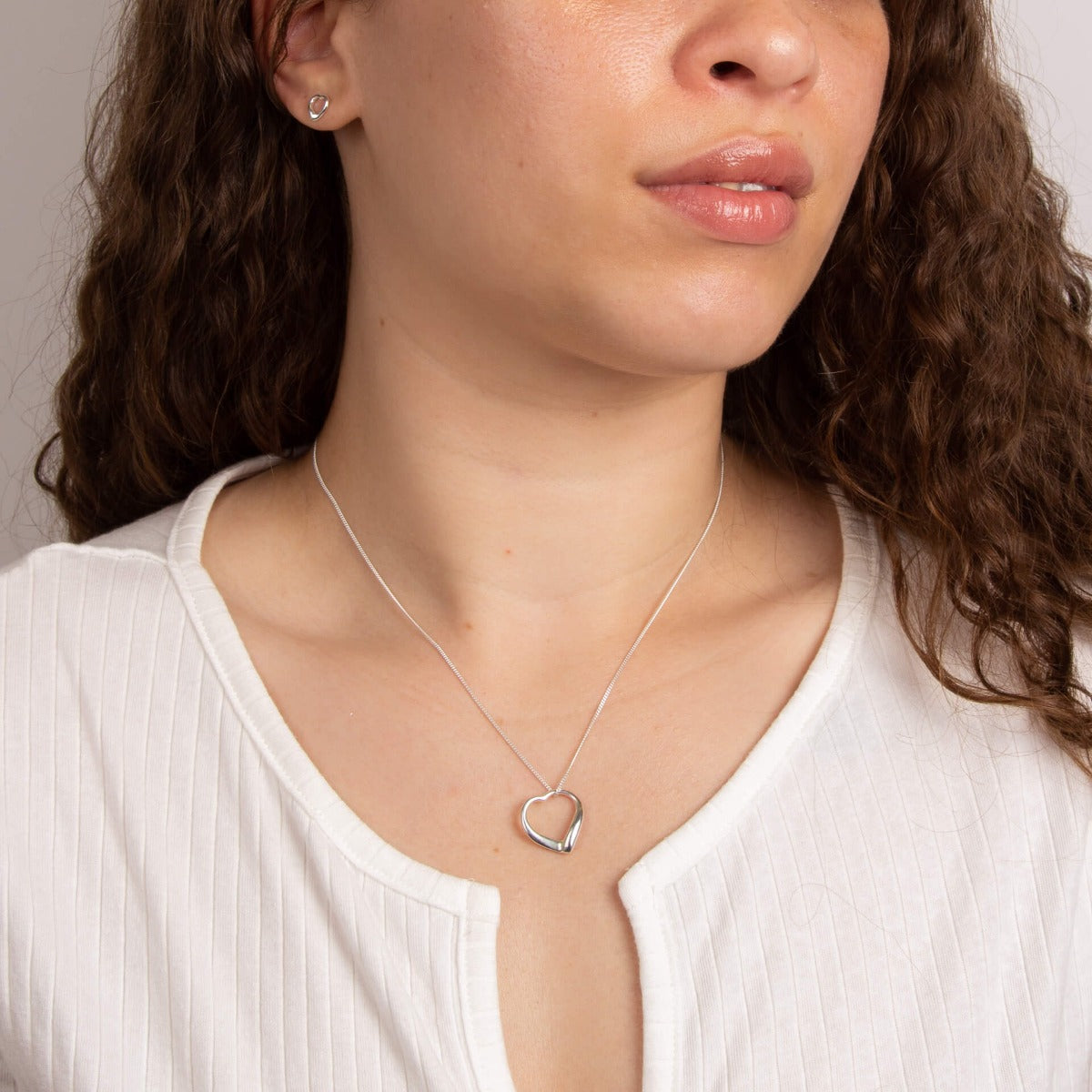 Small Open Heart Stud Earrings