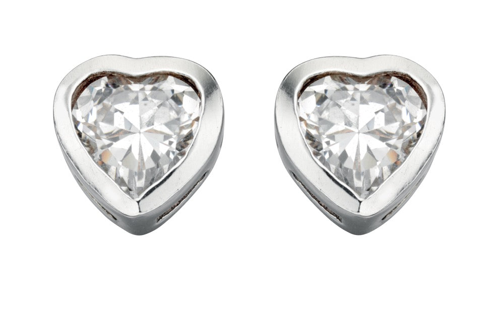 Heart Stud Earrings with Cubic Zirconia