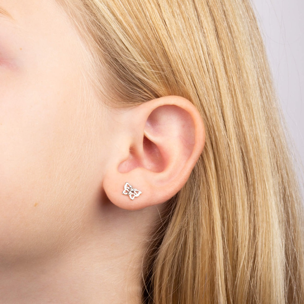 Filigree Butterfly Stud Earrings with Diamond