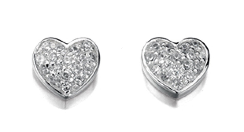 Pave Heart Stud Earrings