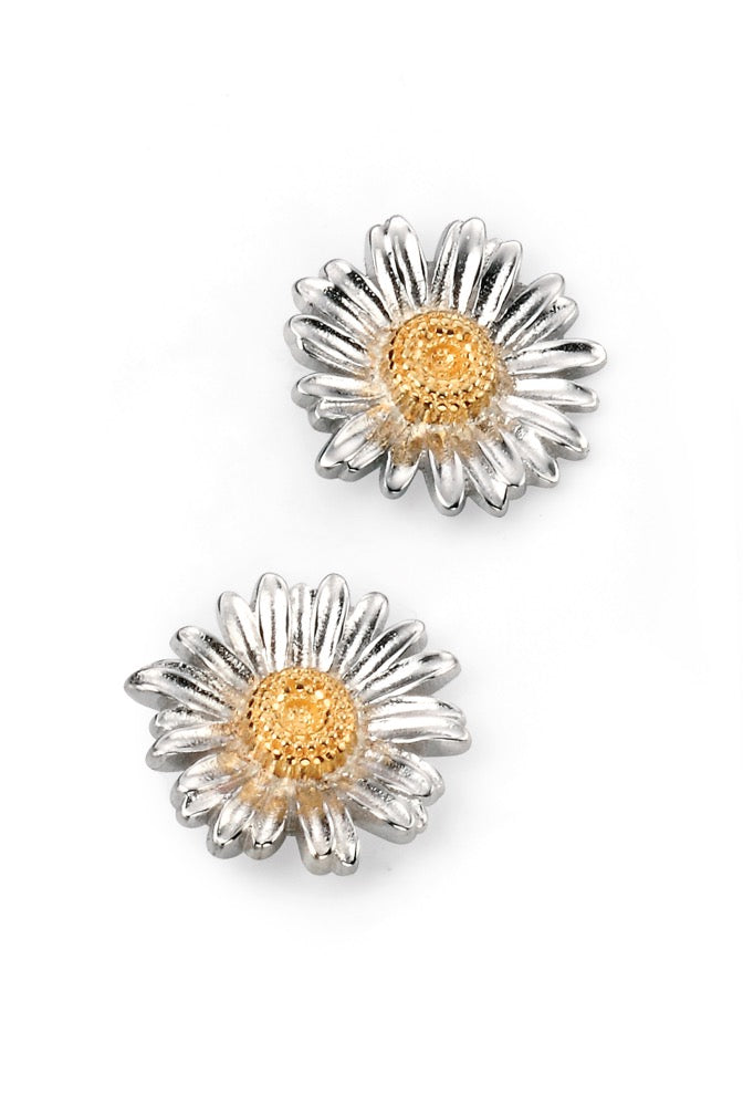 Yellow Gold Plated Detail Daisy Stud Earrings