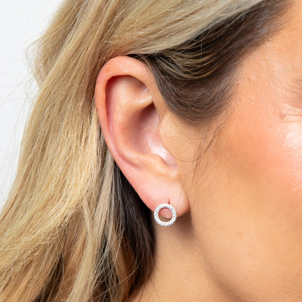 Open Circle Earrings with Cubic Zirconia