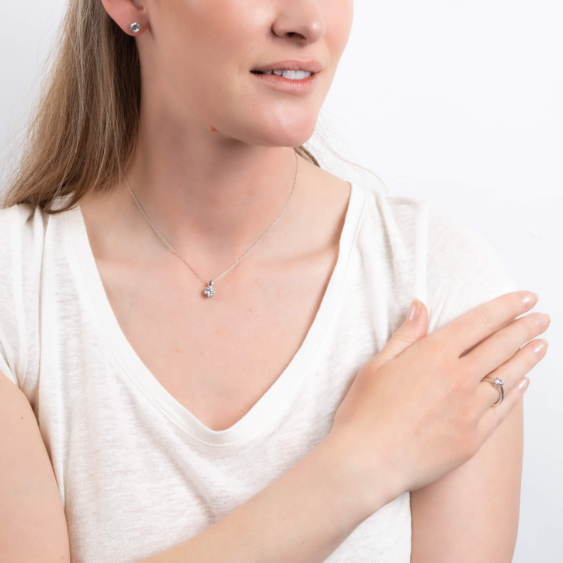 Six Claw Carat Stud Earrings