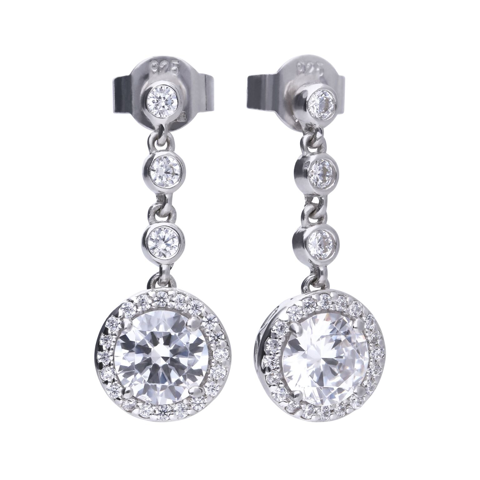 Round Pave Zirconia Drop Earrings