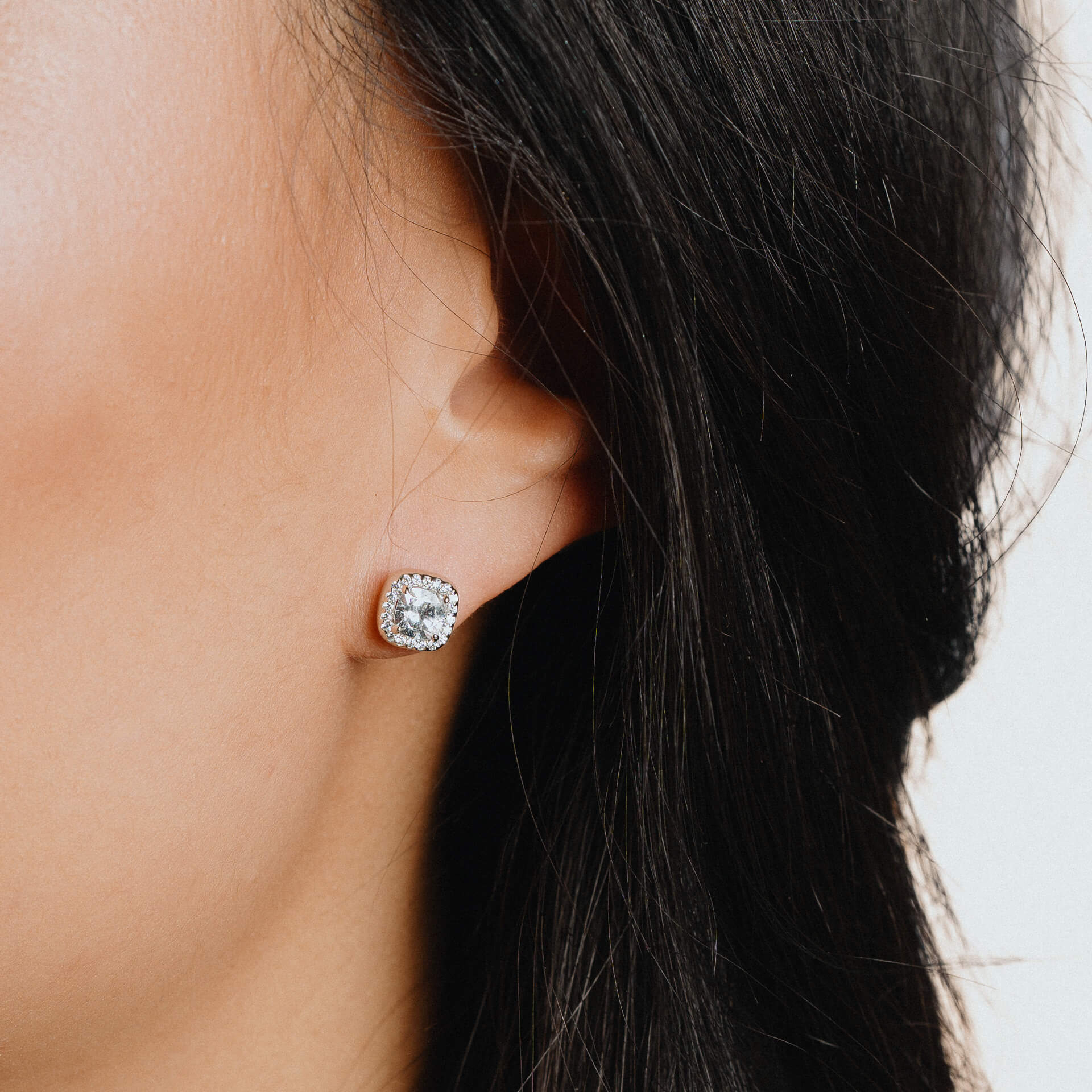 Square Pave Set Stud Earrings