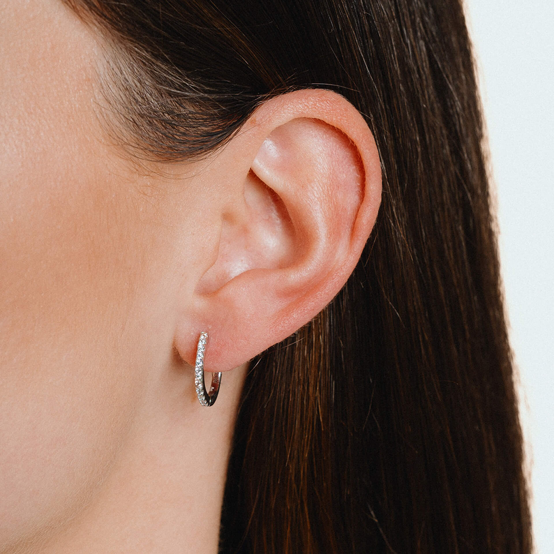 Claw Set Zirconia Hoop Earrings