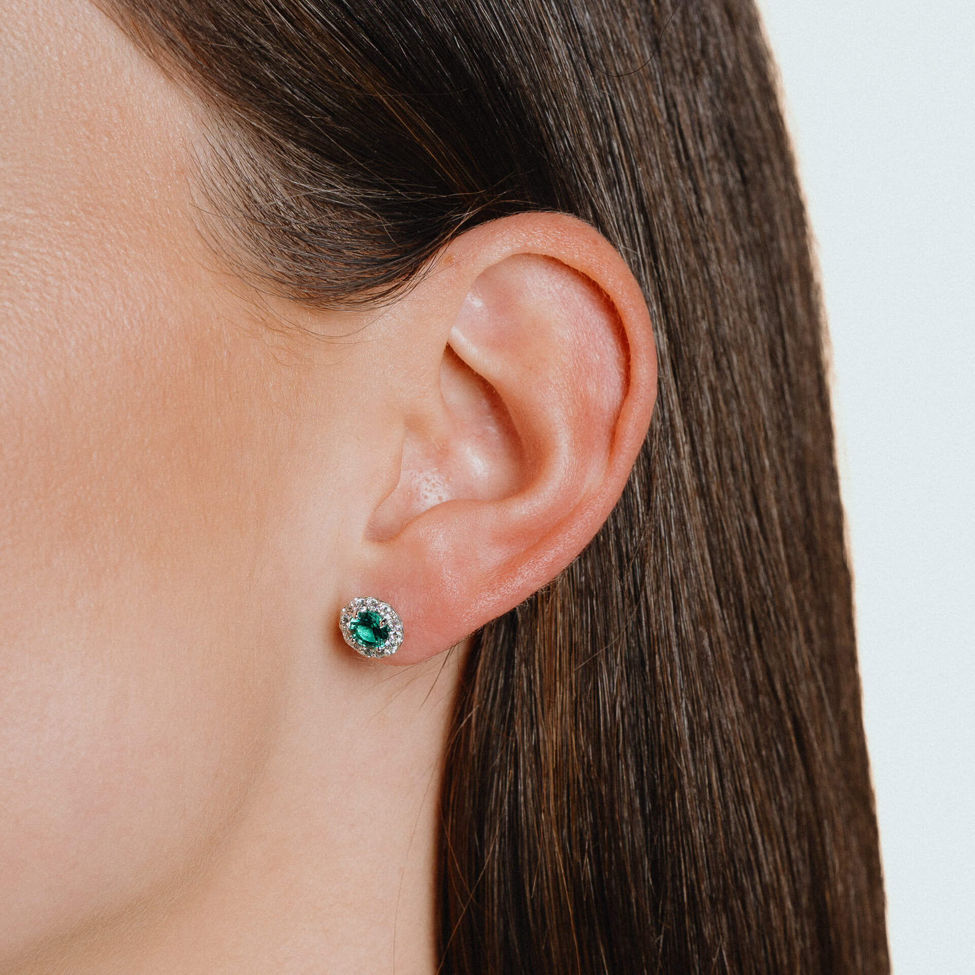 Round Colour Pave Stud Earrings