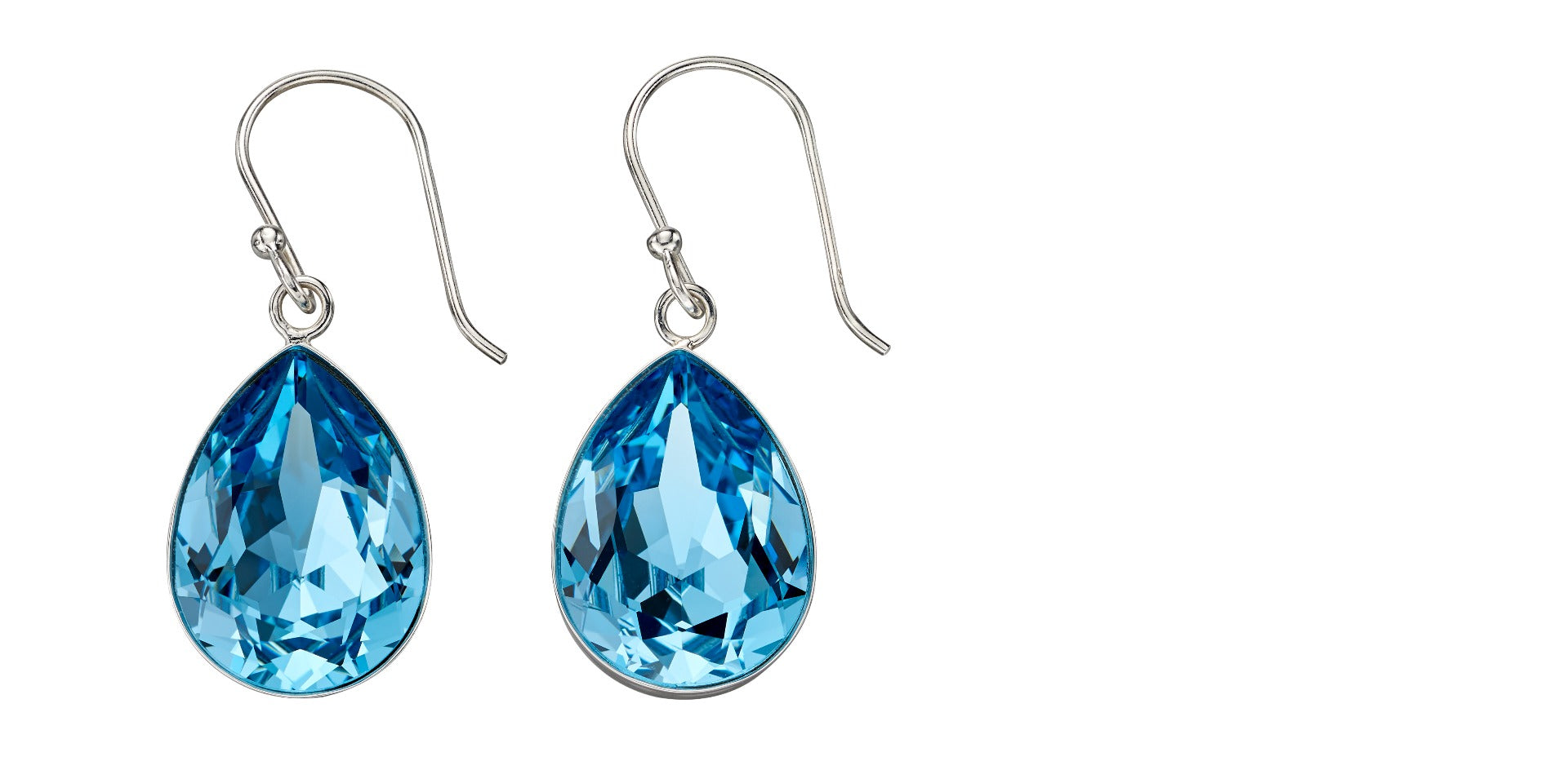 Teardrop Drop Earrings in Aquamarine Crystal