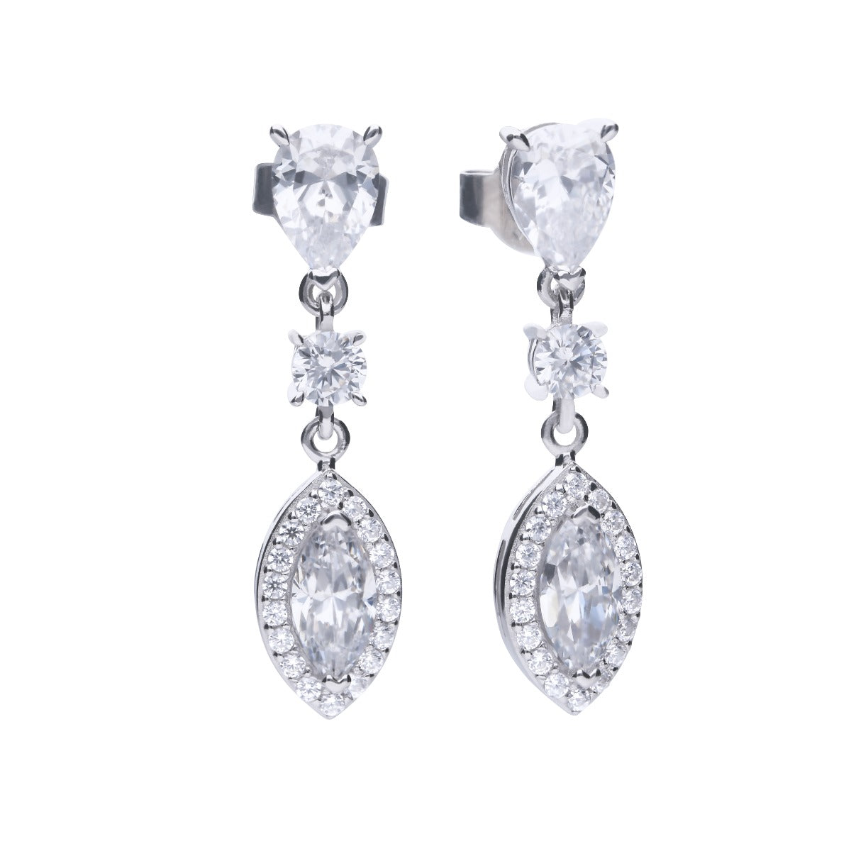Marquise and Pave Zirconia Drop Earrings