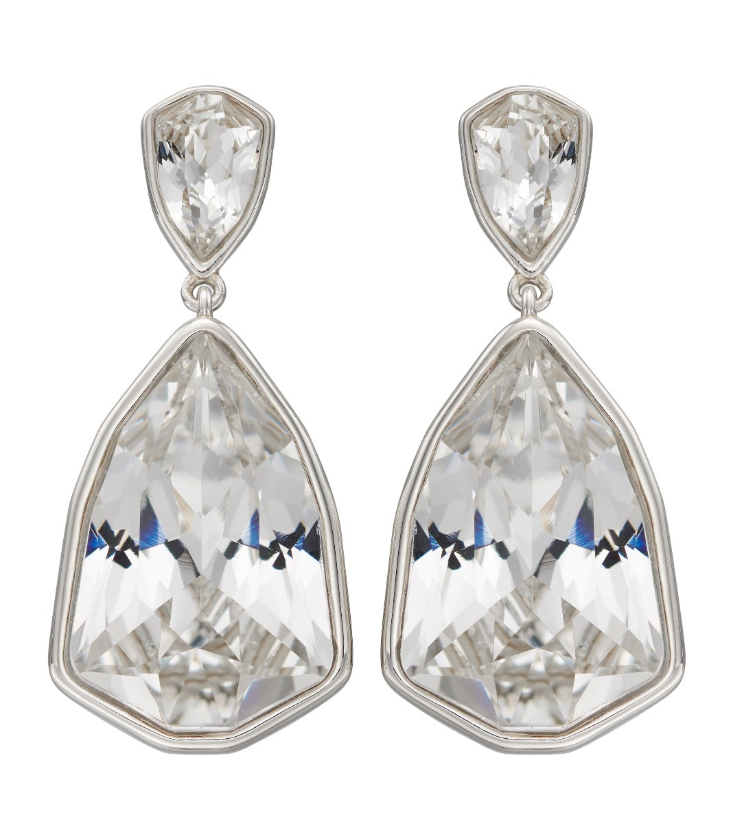 Trilliant Shape Crystal Drop Earrings
