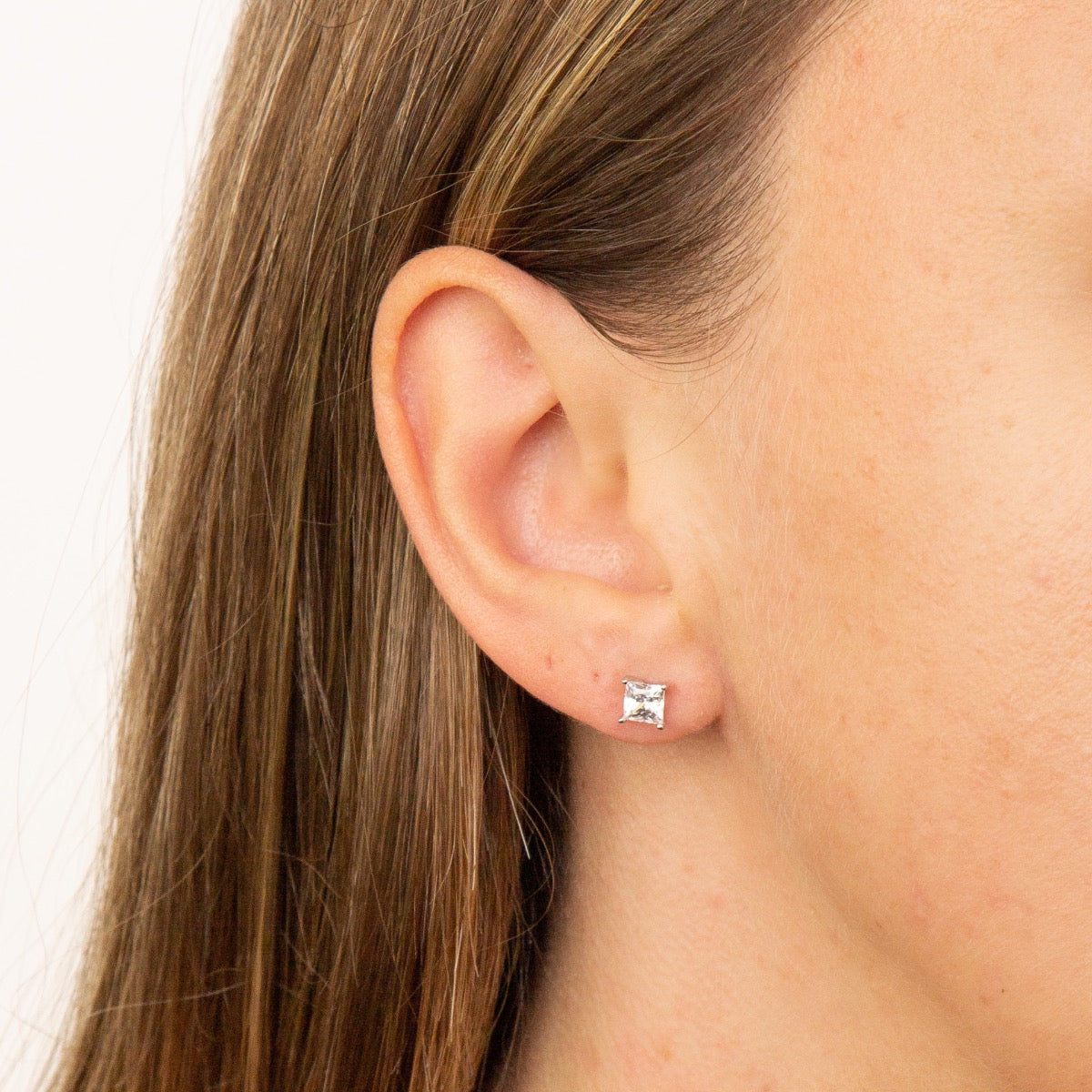 Princess Cut Zirconia Stud Earrings