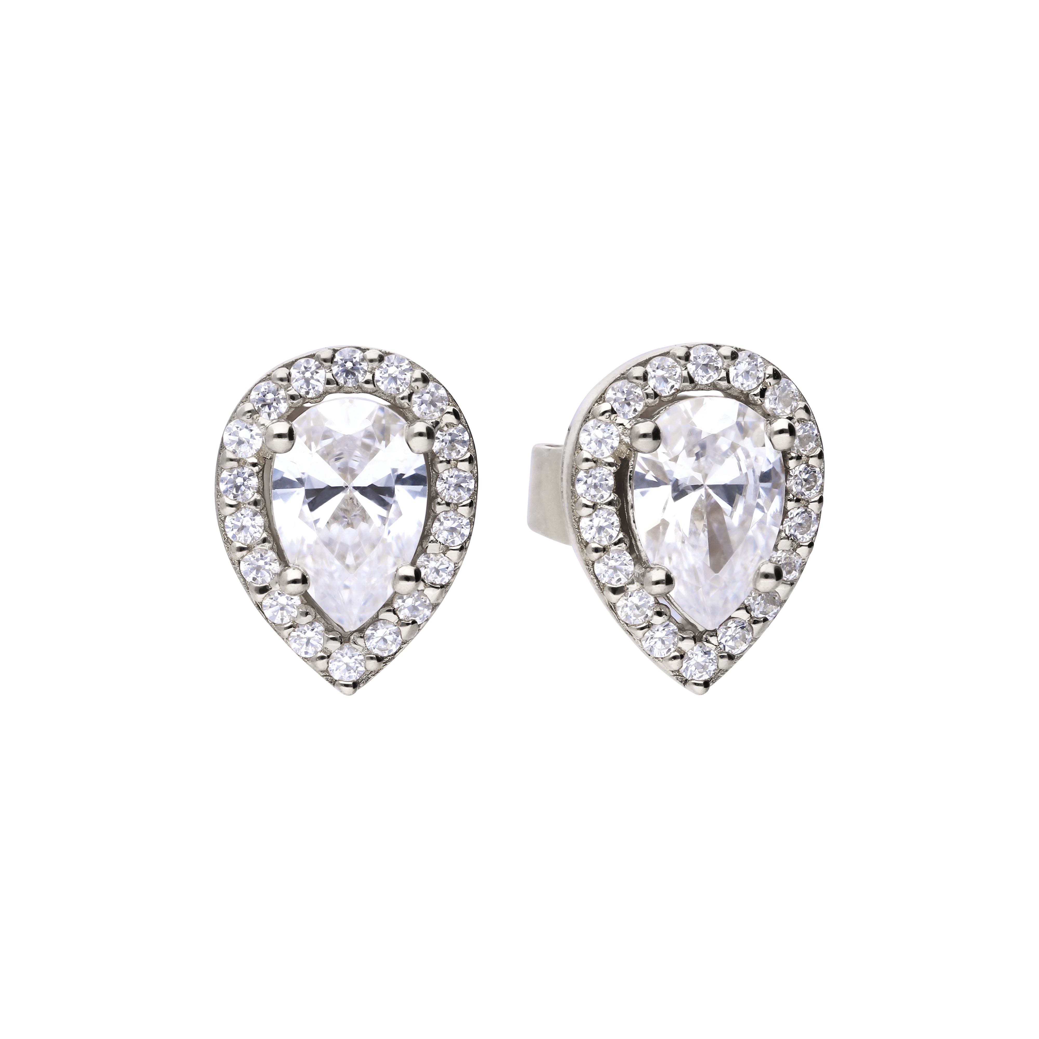 Teardrop Halo Stud Earrings