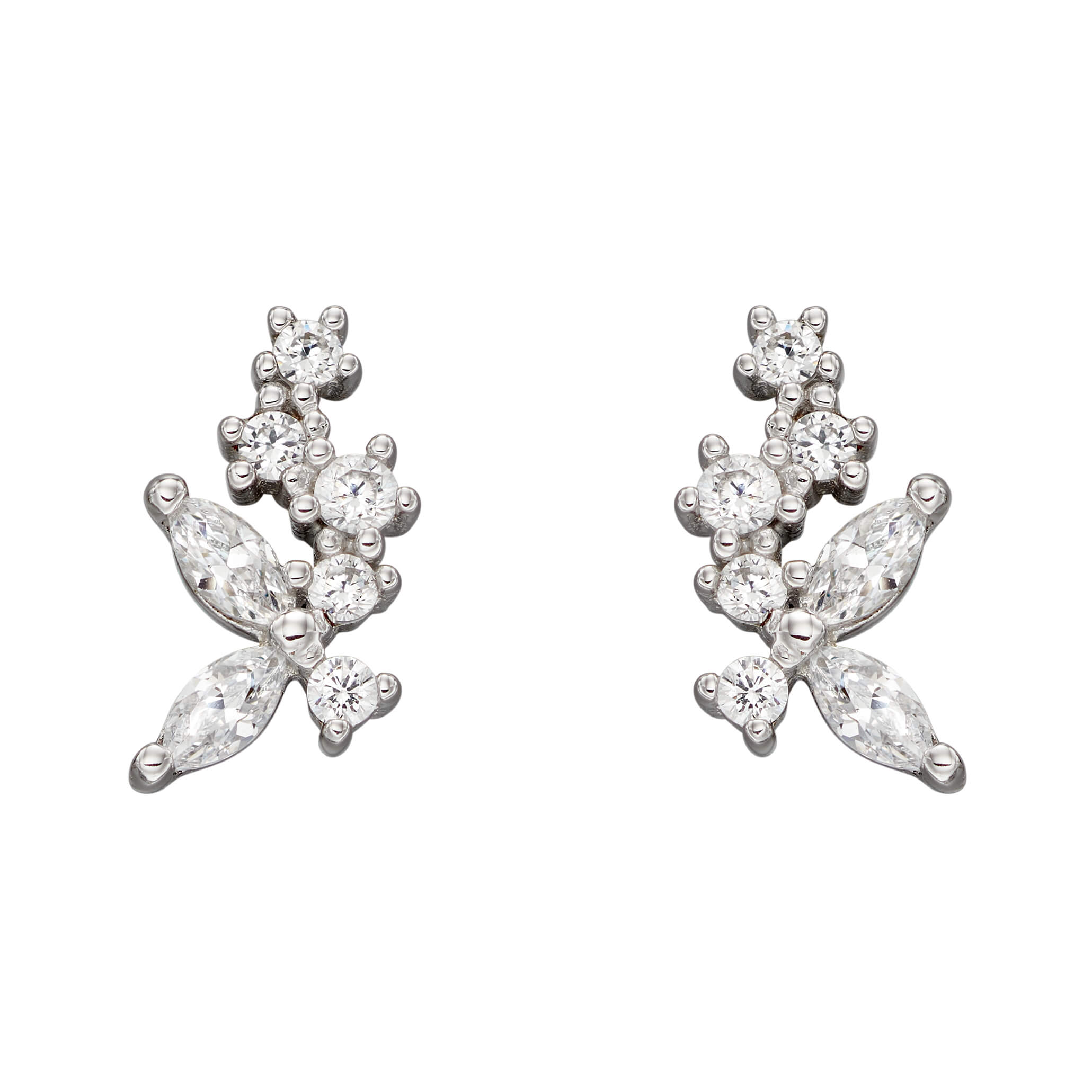 Flower Cubic Zirconia Stud Earrings