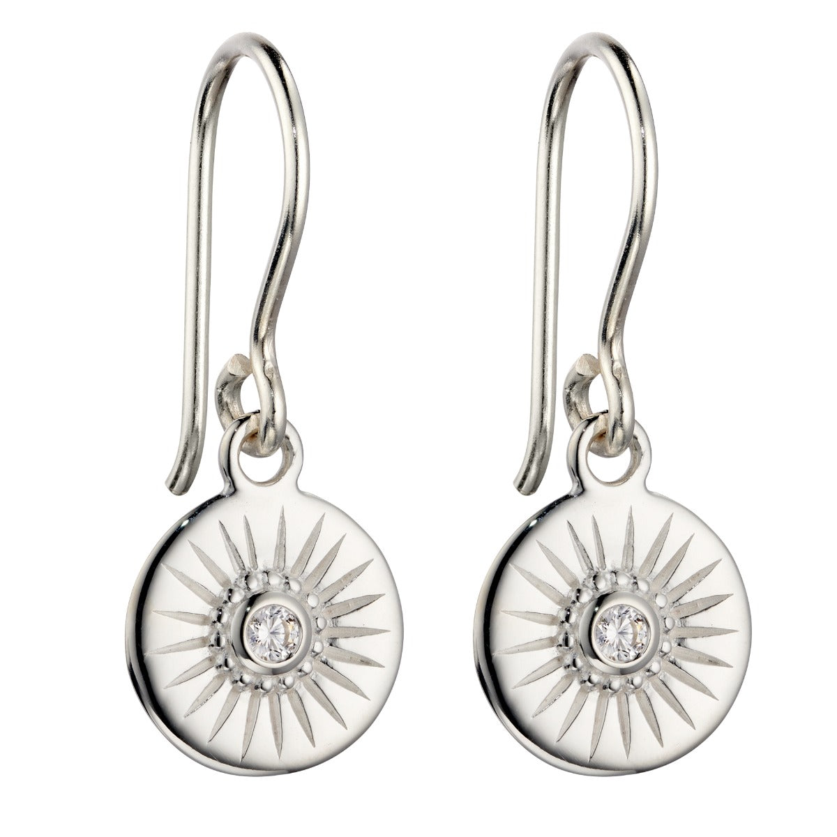 Diamond Cut Disc Drop Earrings