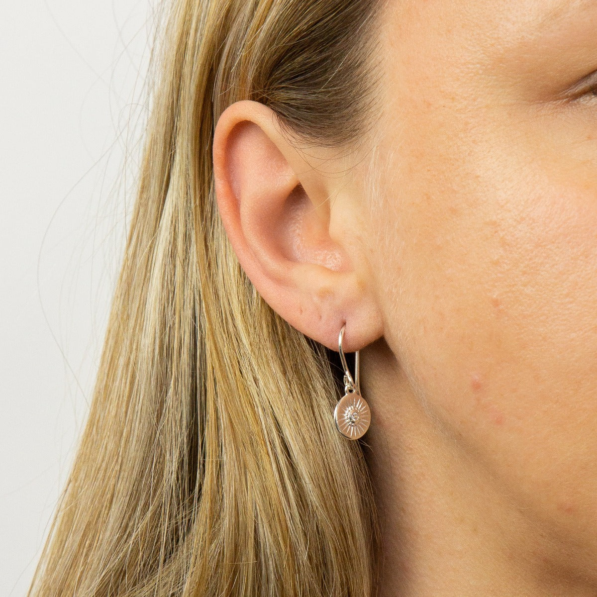 Diamond Cut Disc Drop Earrings