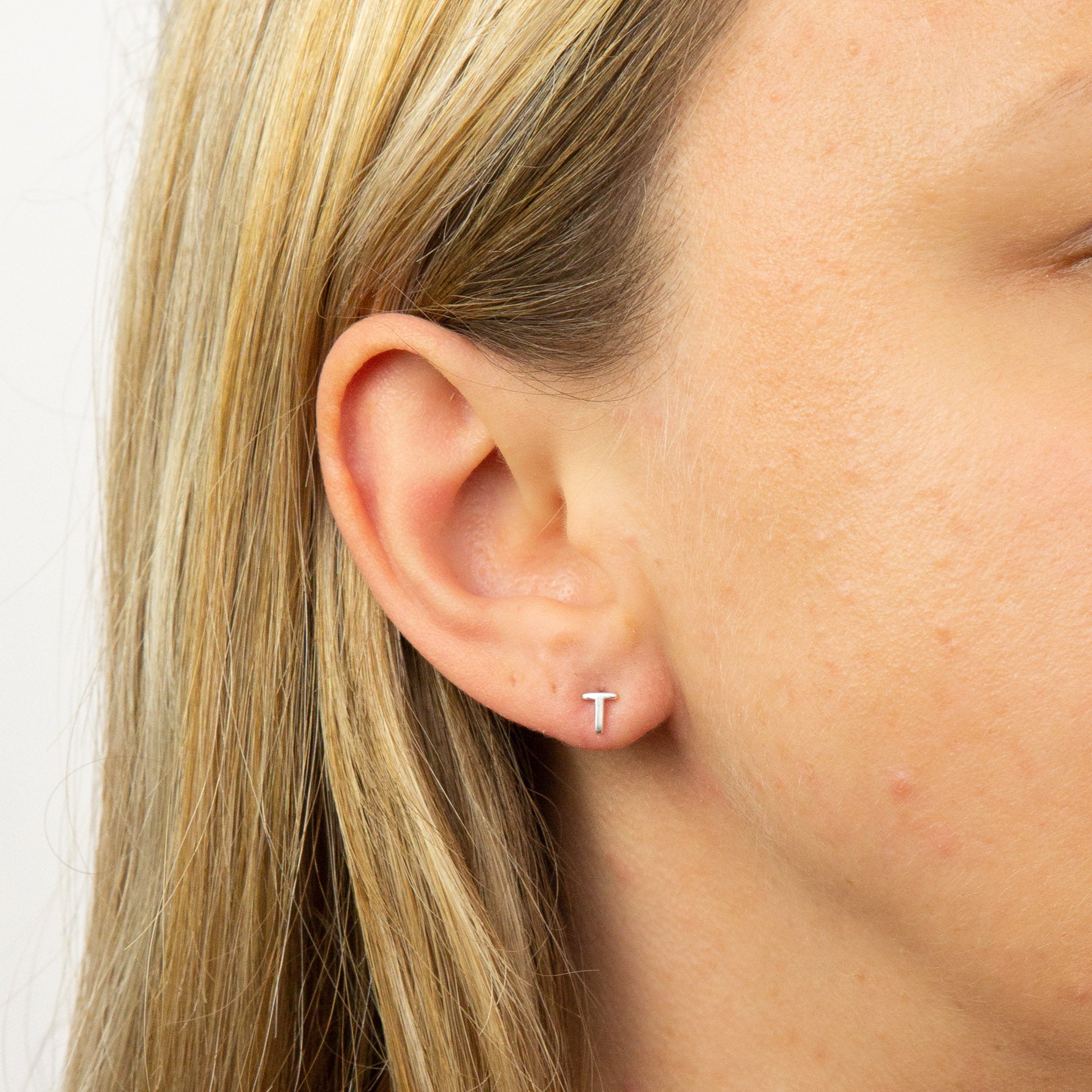 Initial Stud Earrings