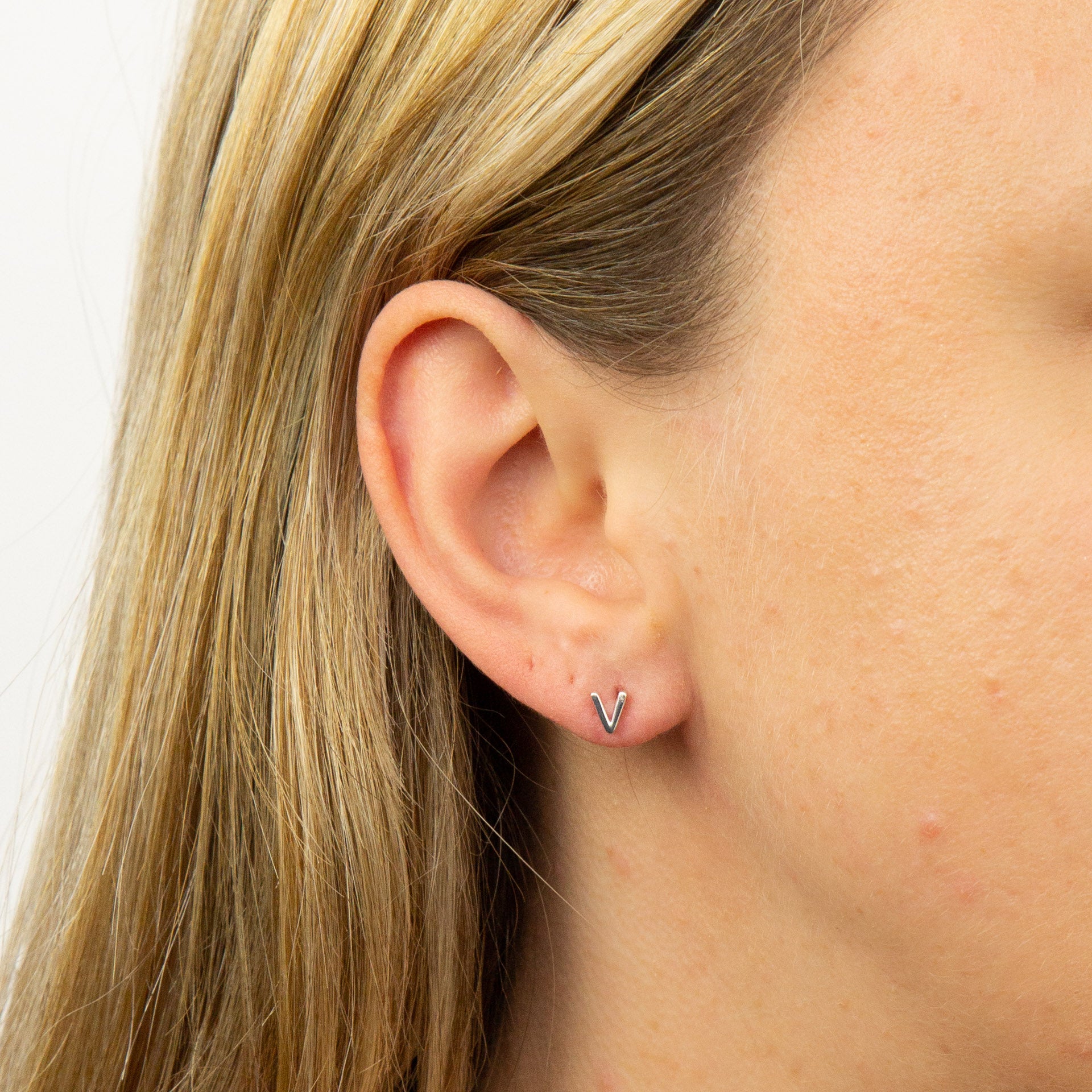 Initial Stud Earrings
