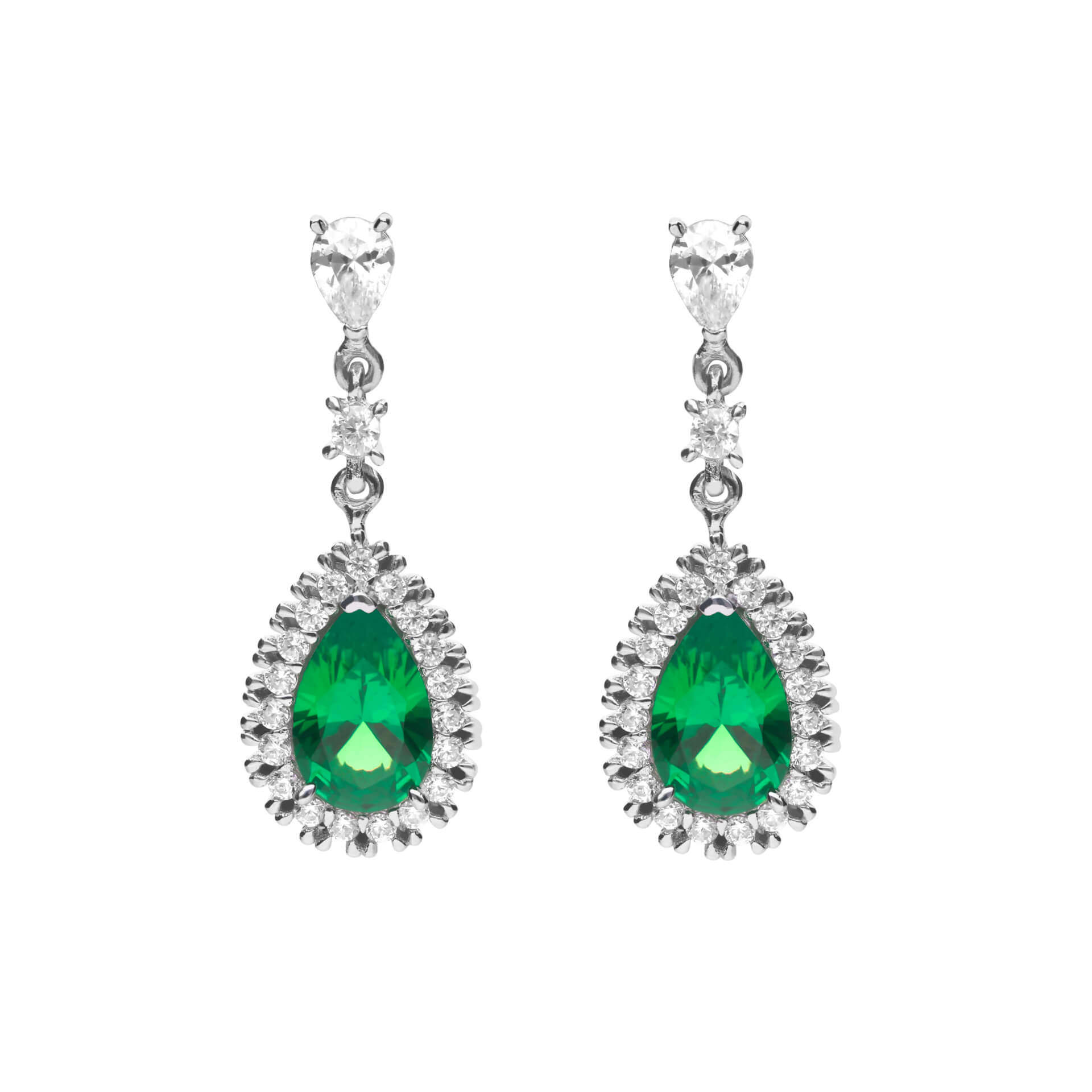 Teardrop and Pave Surround Earrings