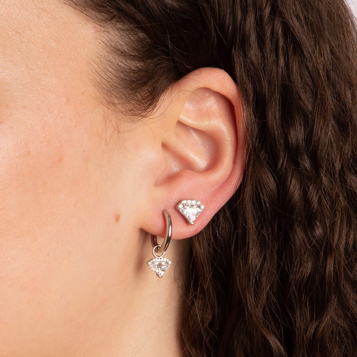 Diamond Shaped Zirconia Stud Earrings