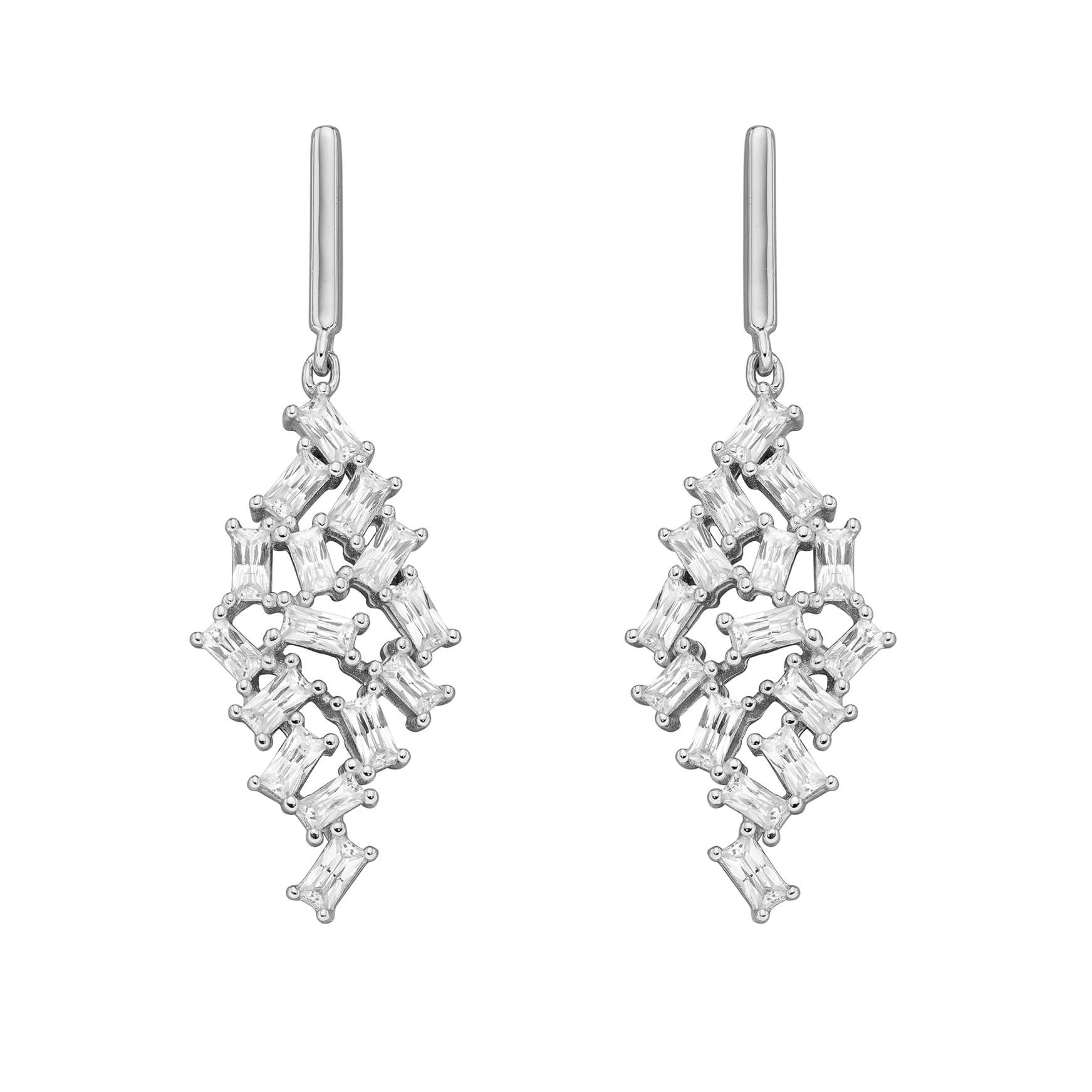 Baguette Zirconia Scatter Drop Earrings