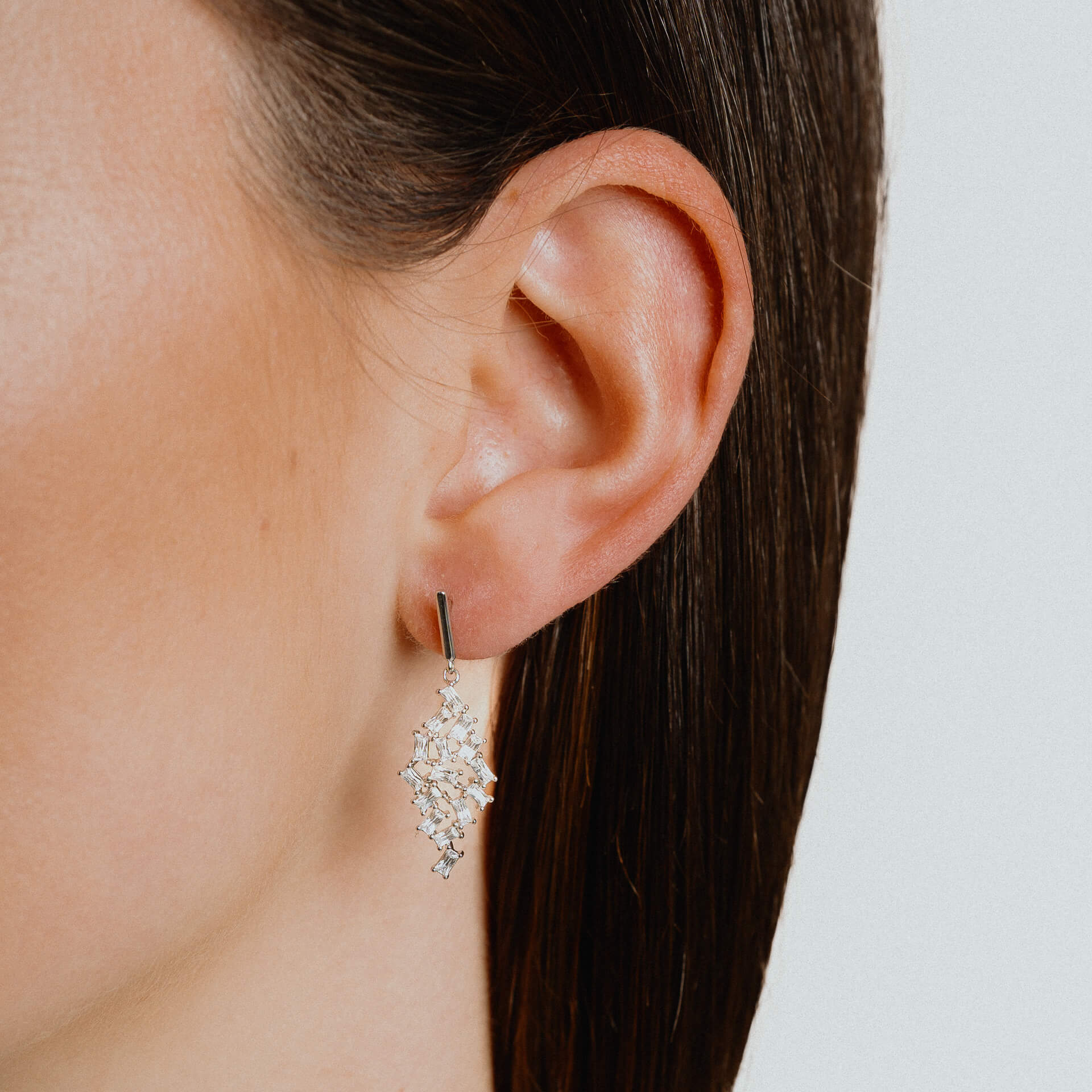 Baguette Zirconia Scatter Drop Earrings