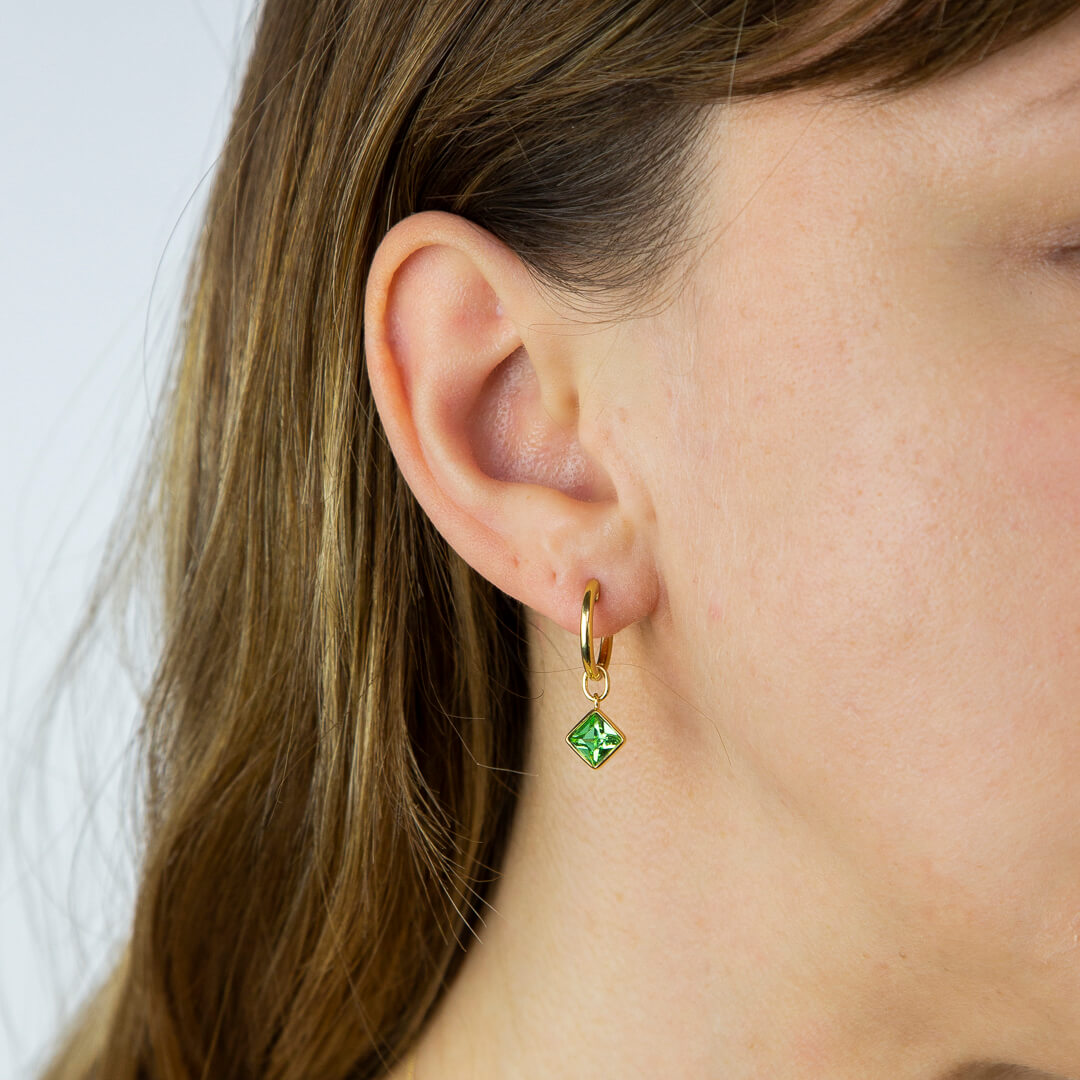Square Crystal Assembled Hoop Earrings