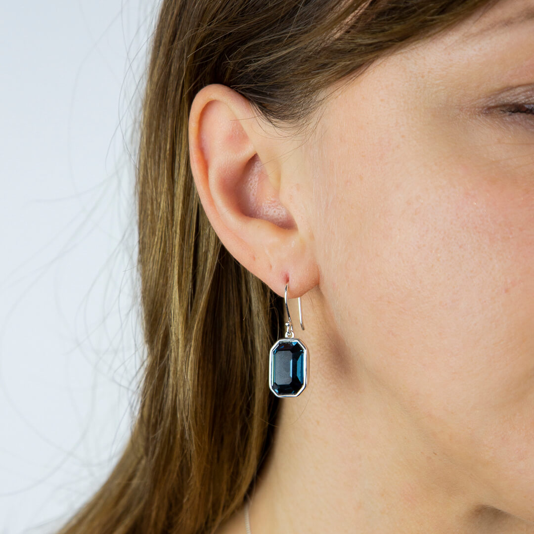 Elongated Octagon Crystal Drop Earrings