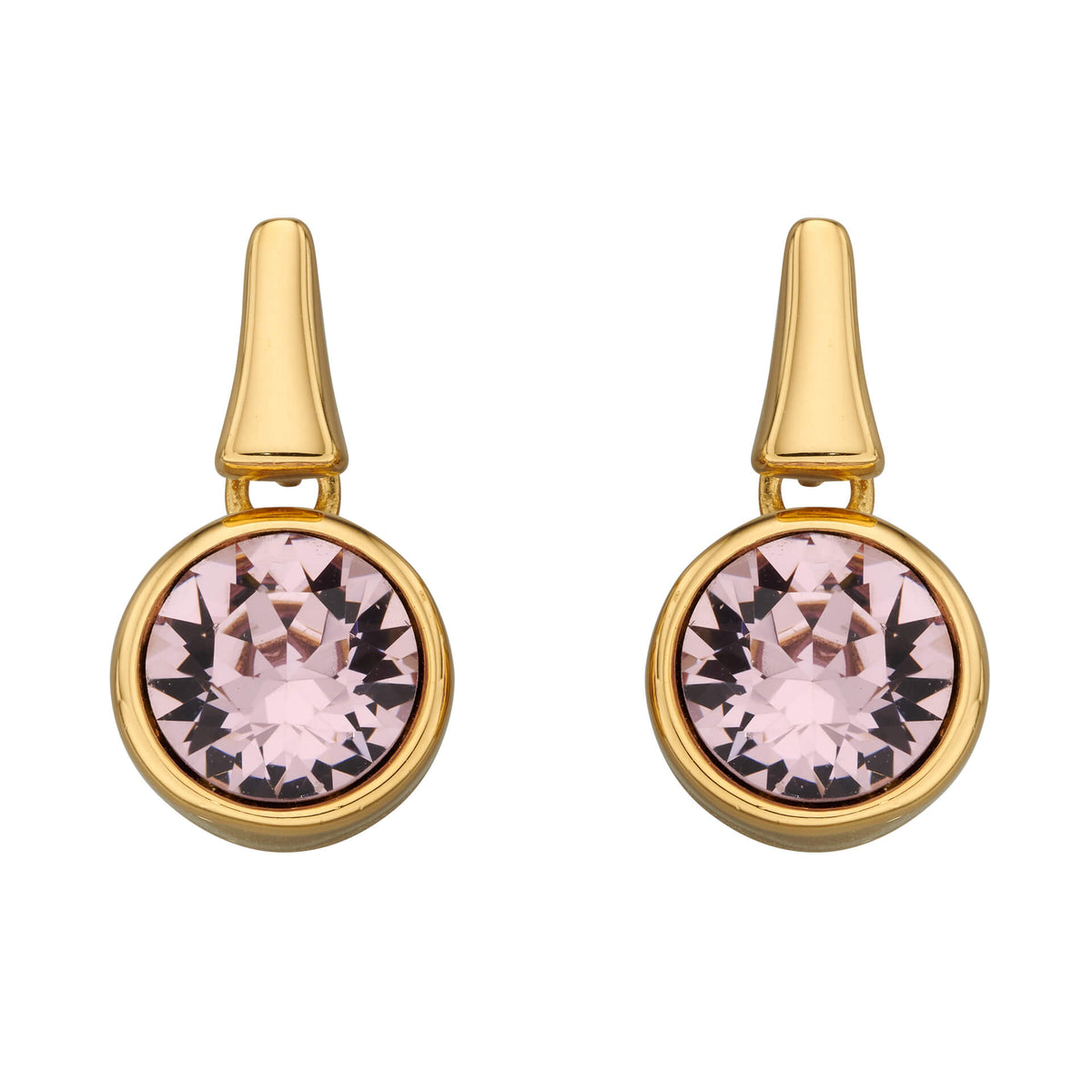 Pillar Round Drop Earrings with Crystal