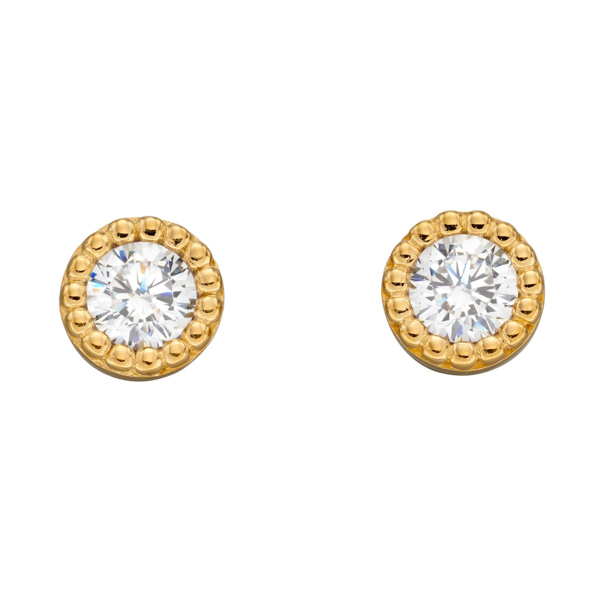 Millegrain Edge Round Stud Earrings