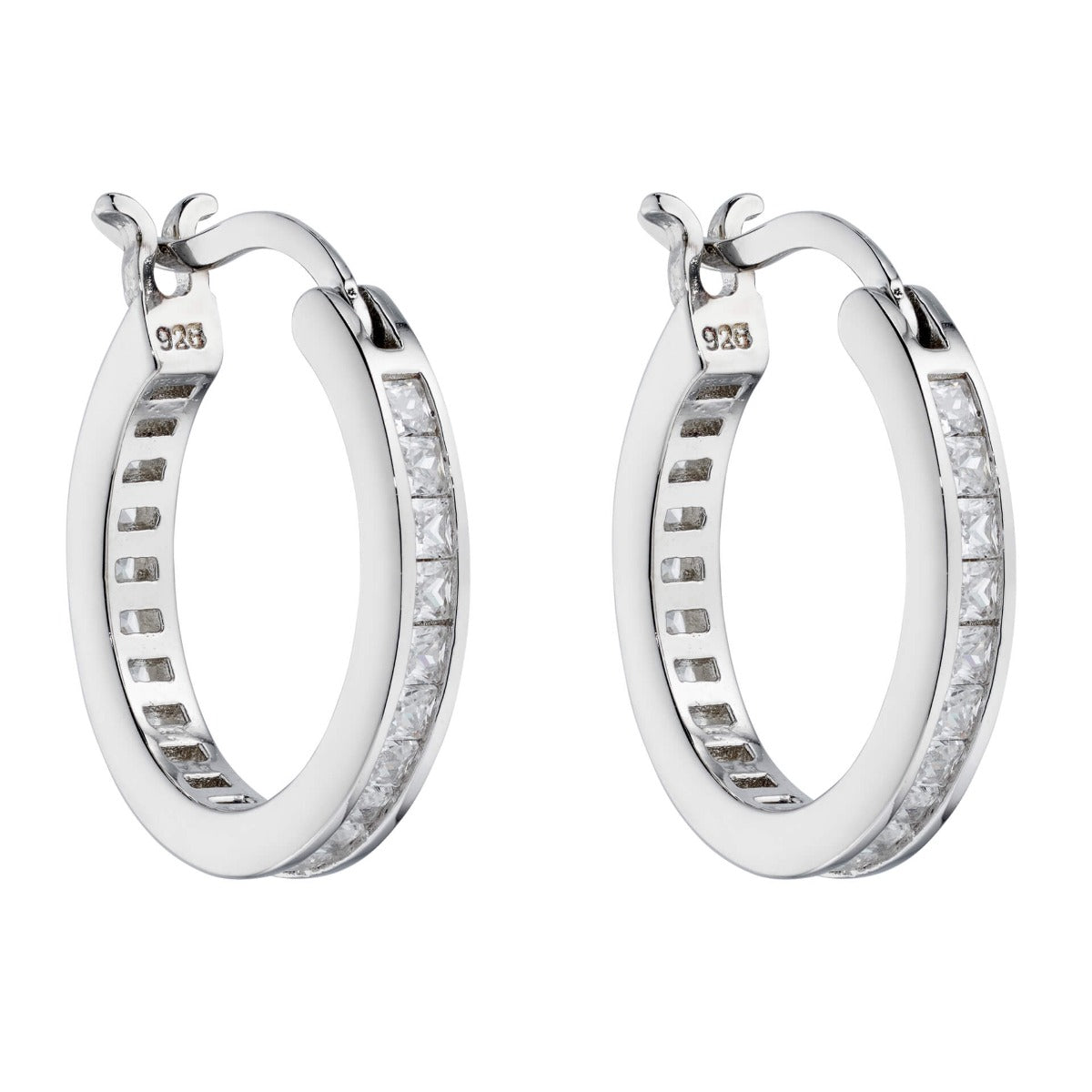 Channel Set Hoop Earrings with Cubic Zirconia