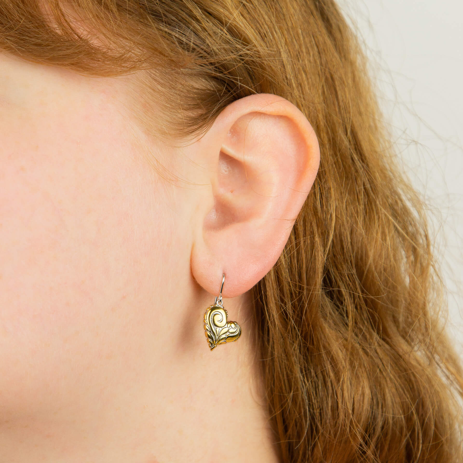 Night Sky Inspired Heart Drop Earrings with Yellow Gold Plating