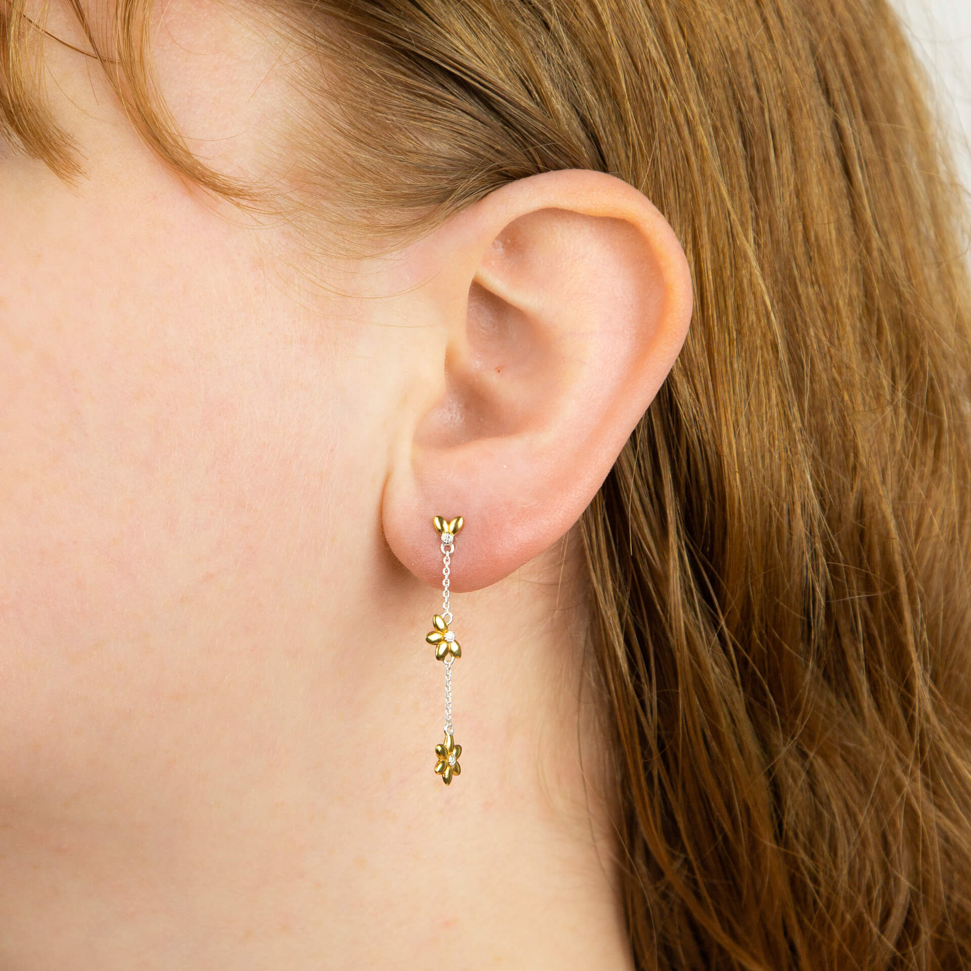 Sunflower Drop Earrings with Yellow Gold Plating