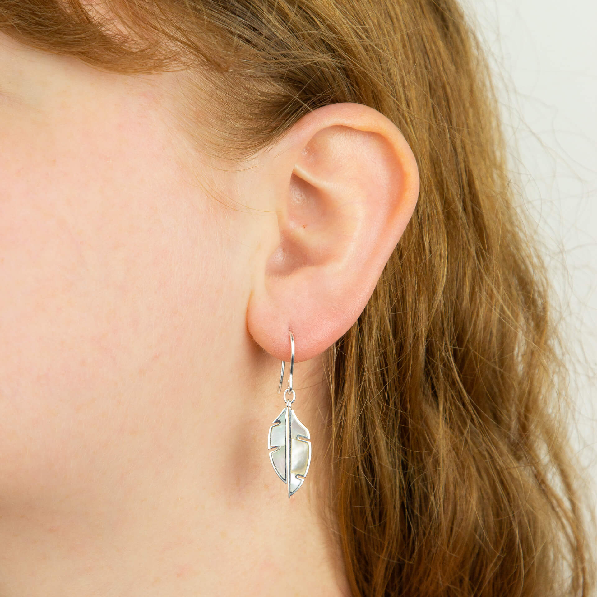 Split Leaf Drop Earrings with Mother of Pearl